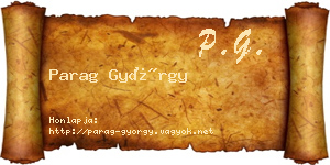 Parag György névjegykártya